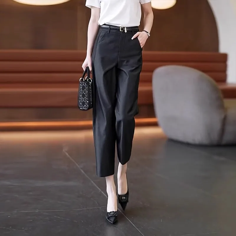 

Women's Summer Comfortable Nine-point Casual Black Pants Black Harem Pants