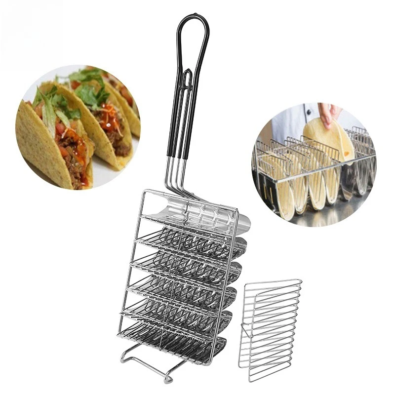 

Suitable for Burrito Fried Baskets, Stainless Steel Tuck Corn Crust Shaped Fried Baskets V Bracket