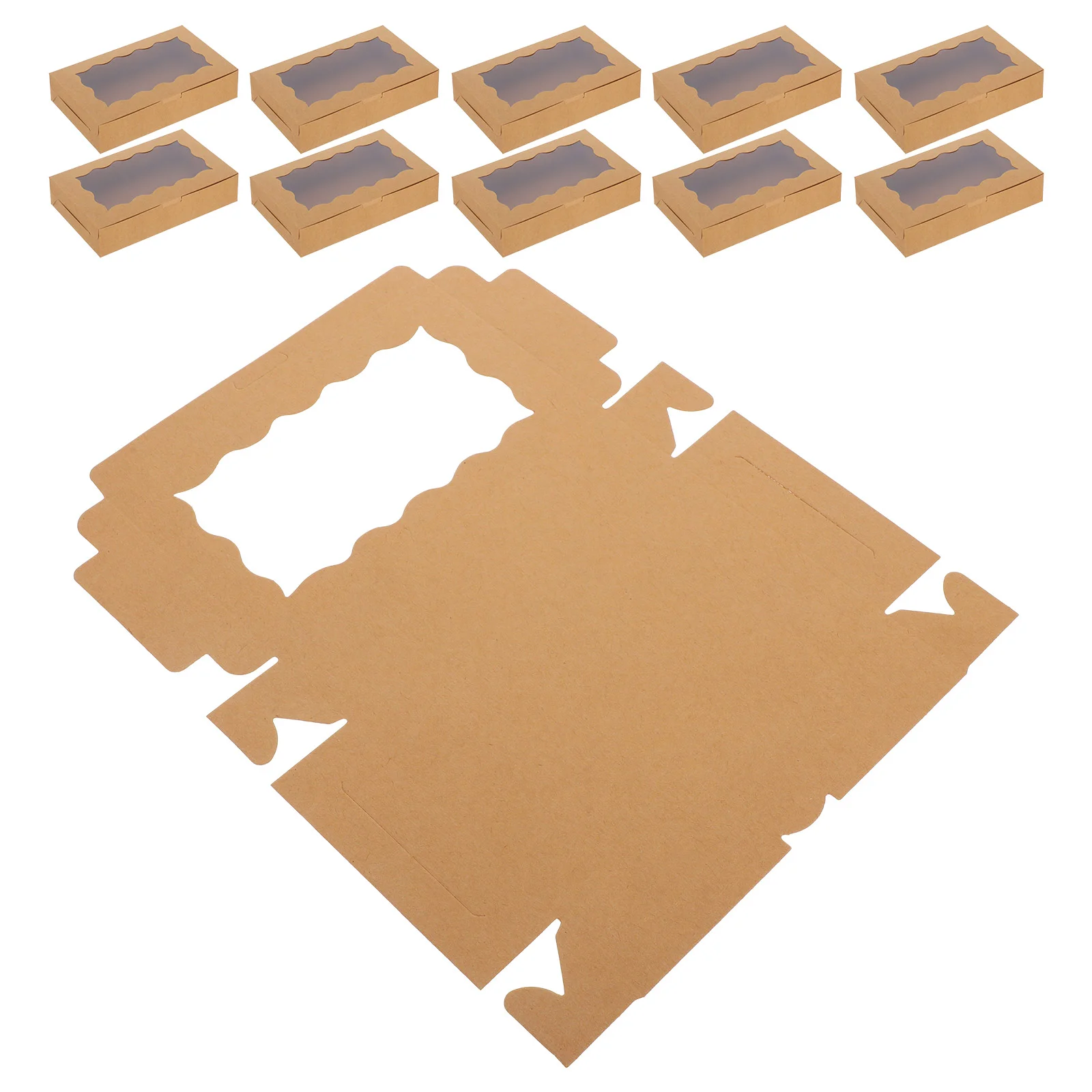 12 Pcs Pastry Packaging Box Square Cake Boxes Cookie for Baked Goods Open The Window Bakery with Paper Pie Container