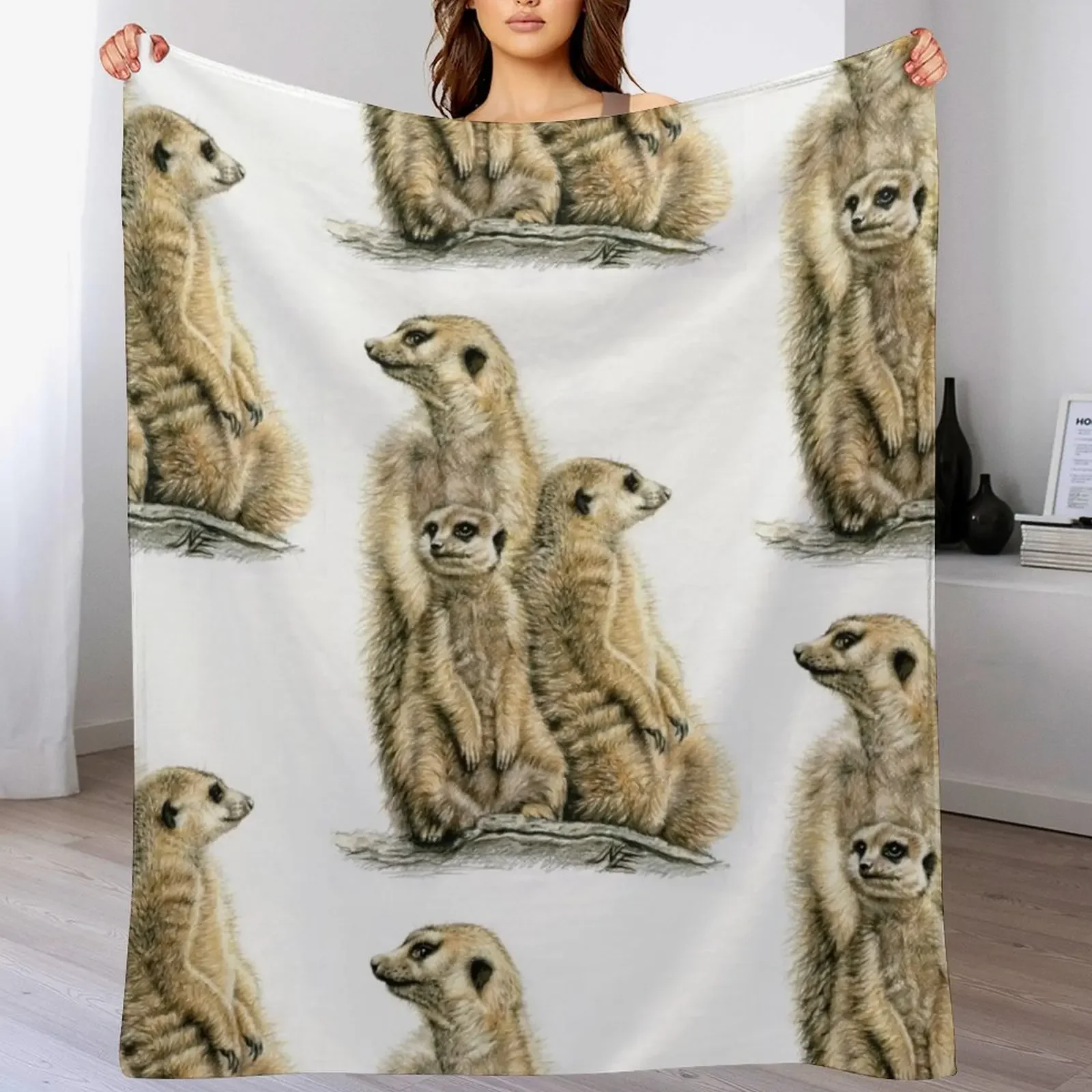 

Meerkats Family - Die Erdmnnchen Throw Blanket Stuffeds Soft Big Weighted bed plaid Blankets