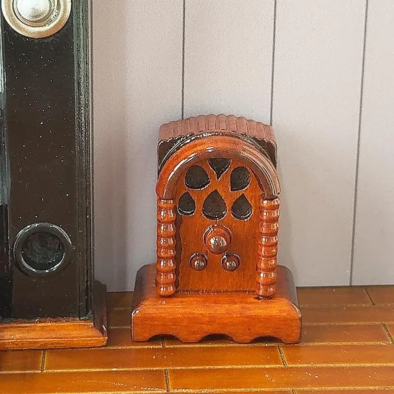 1/12 casa de muñecas Vintage simulación Radio de madera modelo casa de muñecas muebles en miniatura decoración casa de muñecas accesorios de decoración del hogar