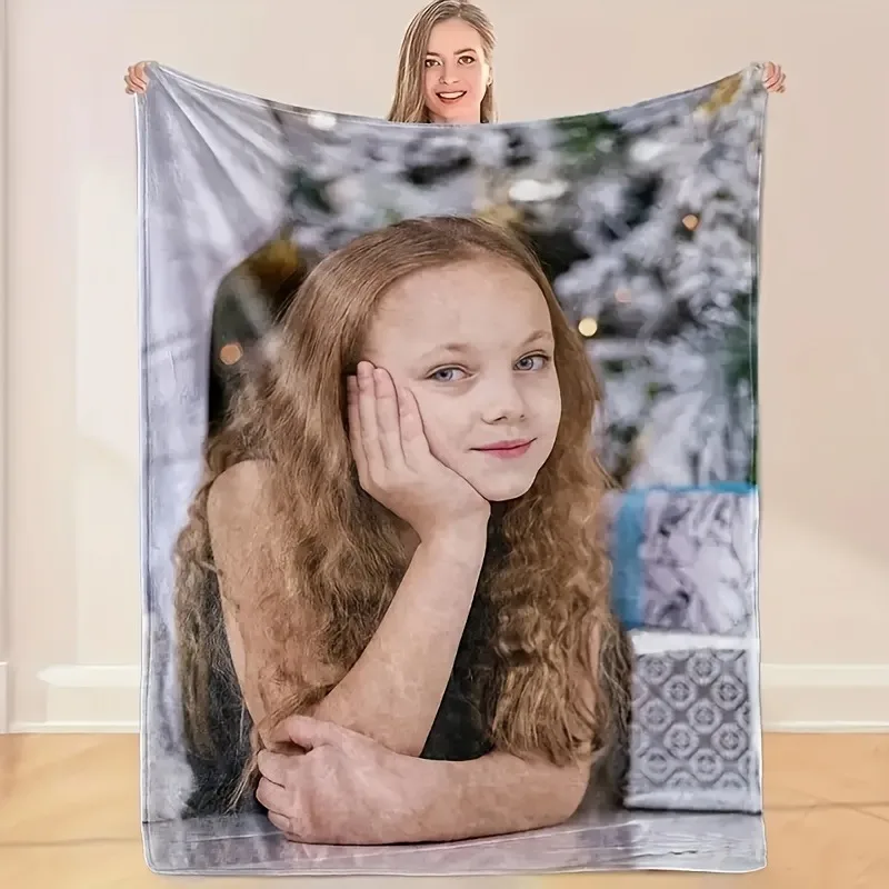 1pc Personalized Picture and Text Customized Blankets, Gift Blankets Tailored for Children, Parents, Lovers, and Friends