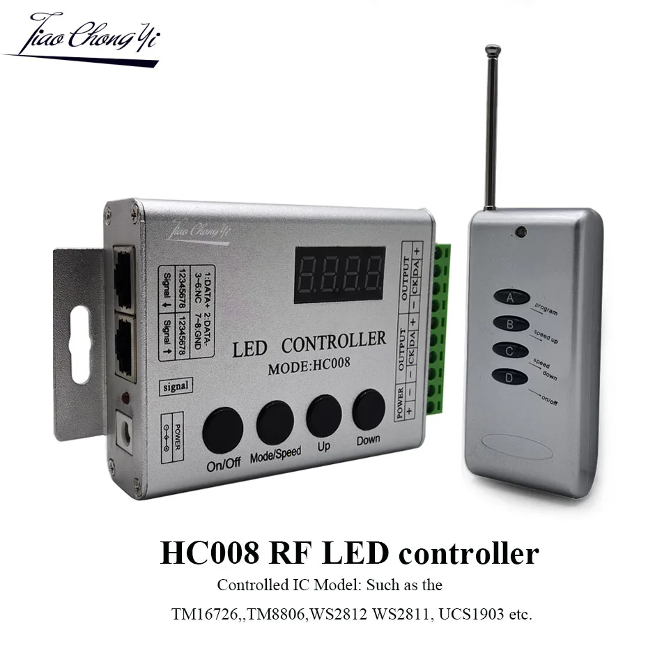 HC008 4Keys DC 5V 12V 24V programmable RGB led pixel controller 133 effect modes dimmer for WS2812 WS2811 2801 LED Strip Light