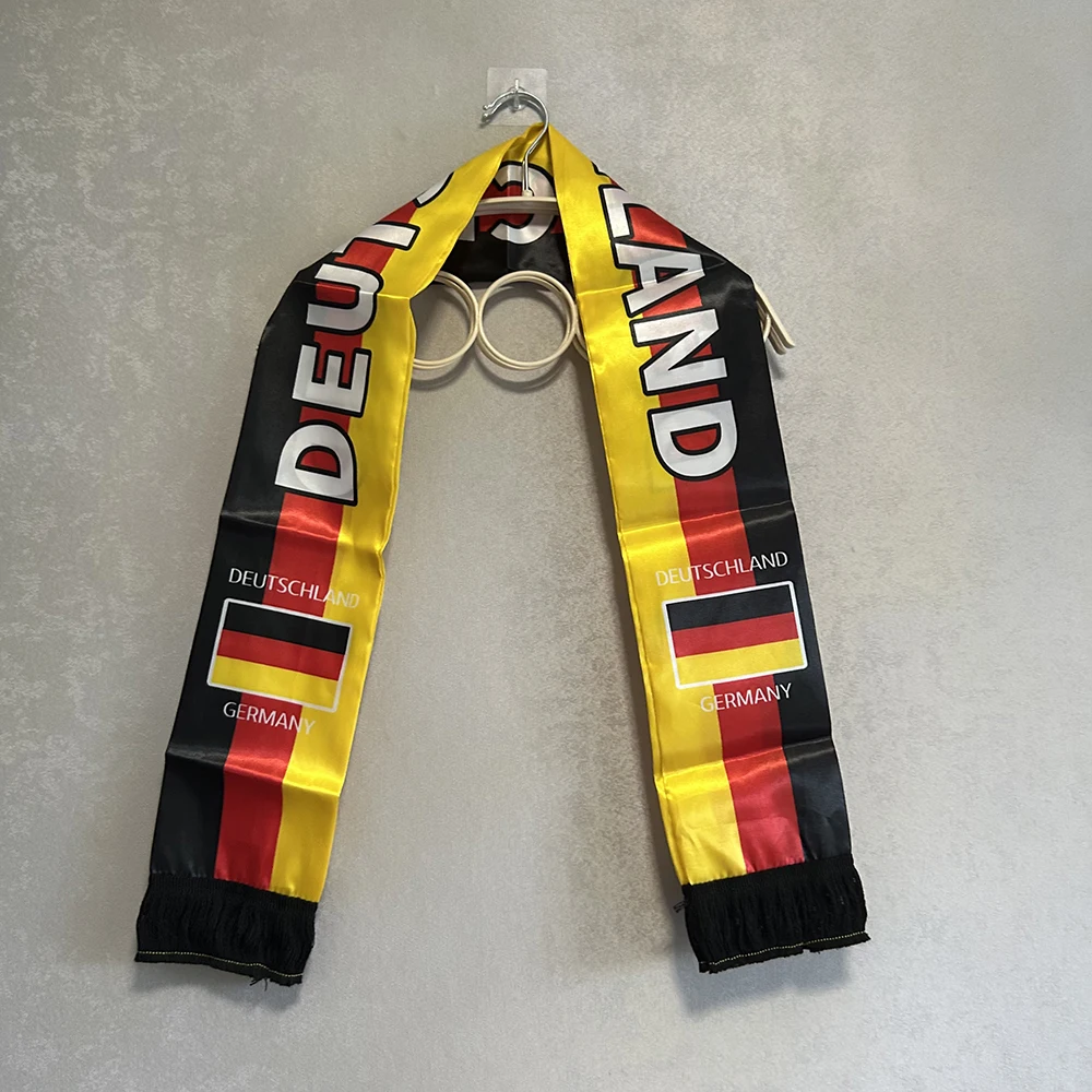 (SKY FLAG) Germany Scarf 14*130cm Double Printed Germany Flag Sport Scarf Football Team Scarf Printing Satin Germany Banner