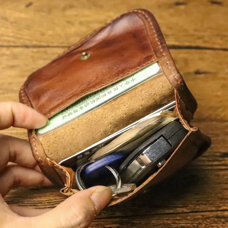 Portfele męskie z prawdziwej skóry Kieszeń na monety Zamek błyskawiczny Prawdziwy męski portfel skórzany z monetą Wysokiej jakości męska portmonetka Retro Cartera Short — zdjęcie 5