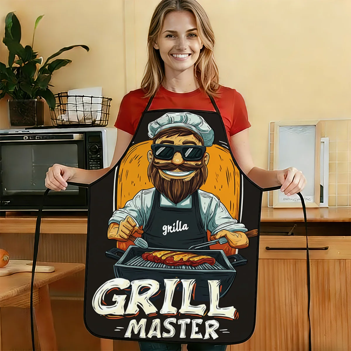 Funny Grill Master Apron BBQ Cook Gift Apron for Men Women Outdoor Cooking Party Wear