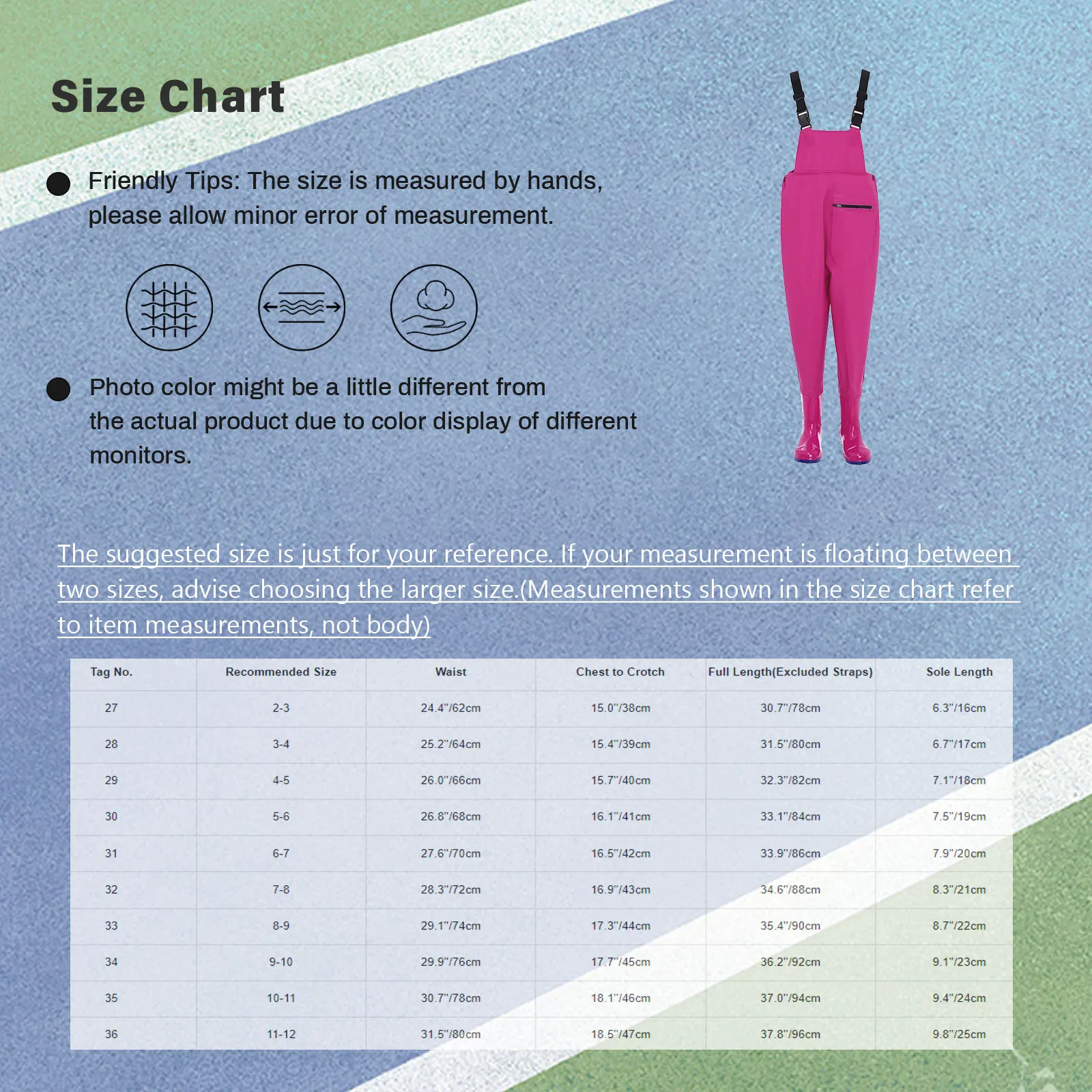 Unisex Kids Outdoor Sport Overalls Vissen Steltlopers Verstelbare Gesp Bandjes Jumpsuit Waterbestendige Overalls + Antislip Laarzen