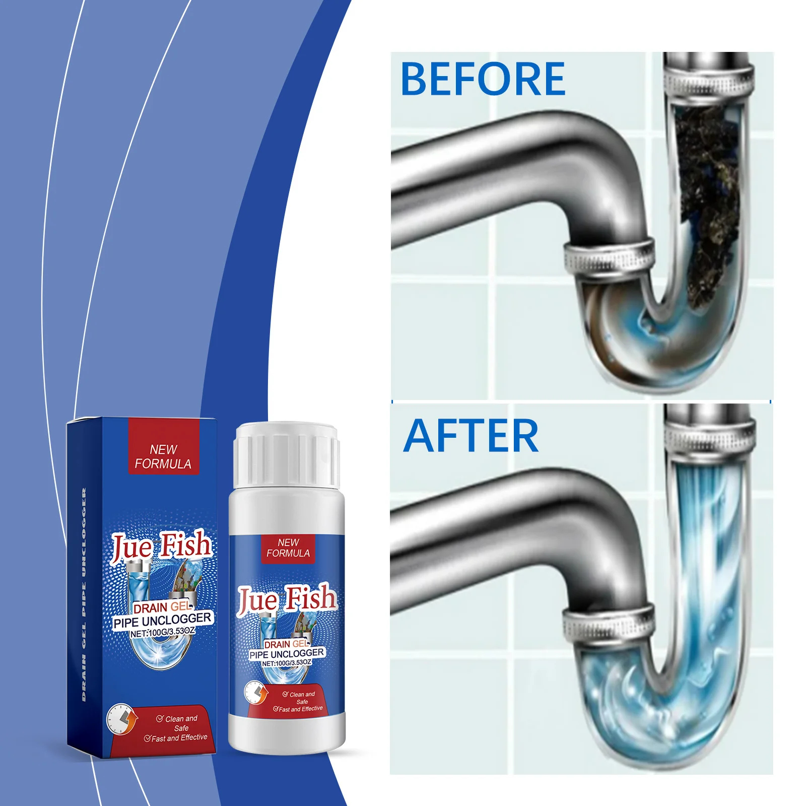 Drain Cleaner Powder Kitchen Pipe Dredge Deodorant Toilet Sewer Clogging Remover Powder Closestool Bathroom Dredging Agent Sink