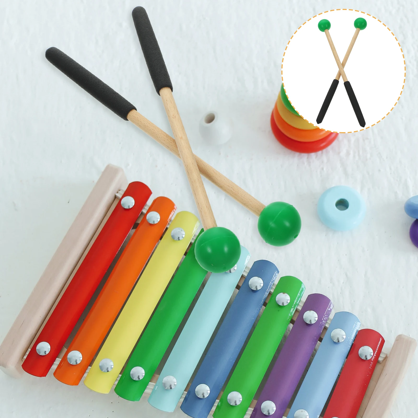 

1 Pair Marimba Drumstick Professional Percussion For Tongue Drum Glockenspiel Xylophone Durable Wooden Handle Lightweight