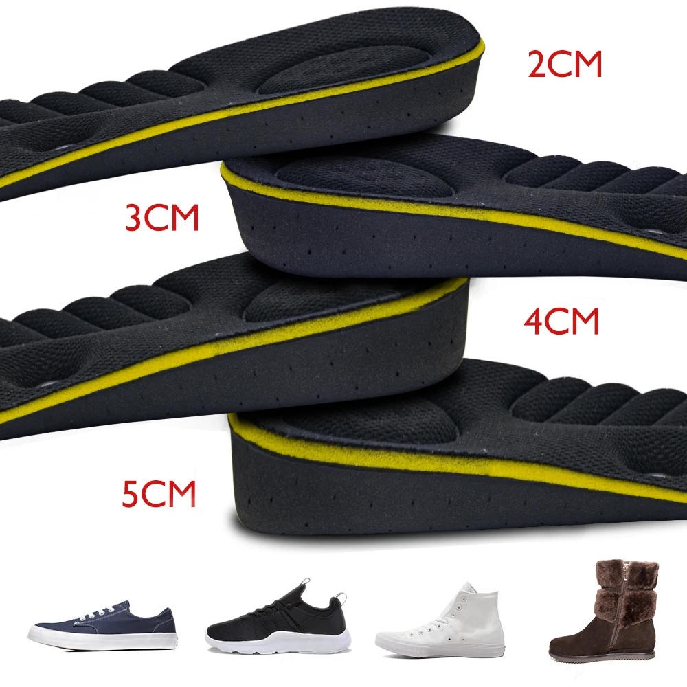 New 2-5cm Magnet Invisible Arch Height Increase Insoles Cushion Adjustable Shoes Heel Insert Taller Support Absorbant Foot Pad