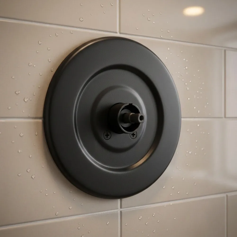 Single Handle Faucet Plate Tub Shower Trim Kit For Bathroom Renovation Black Shower Handle Cover Plate Leak Prevention Gasket