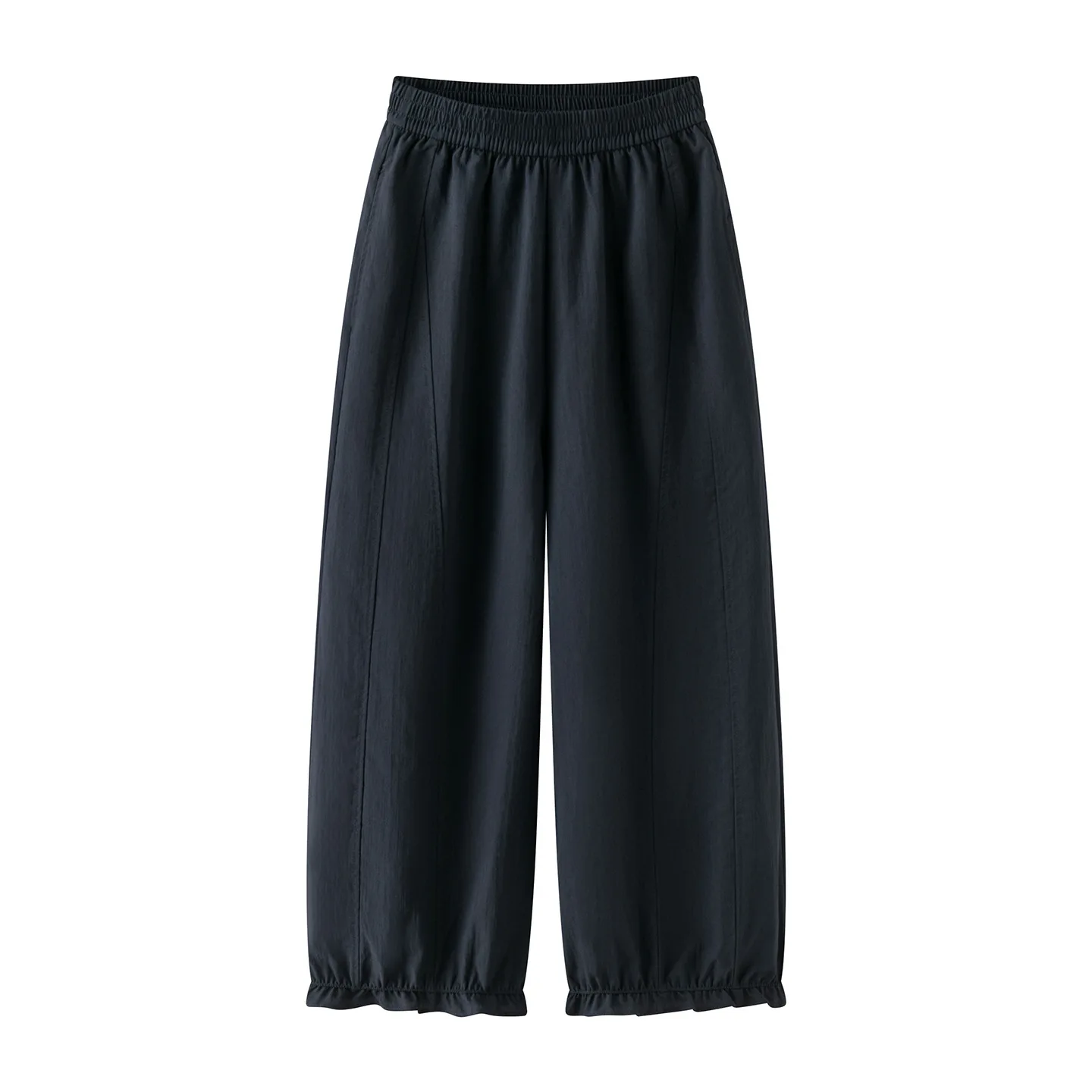 Maxdutti Dark Navy Wide-leg Pants 2026 Summer New Korean Style Flattering Nine-inch Blossom Pants