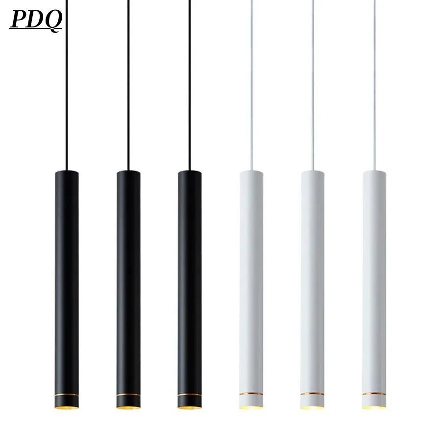 LED Long barrel Pendant Lamp COB Spotlight 7W12W Dimming  Kitchen Dining Shop Bar Decoration Cord Lamp Background Lights 85-265V