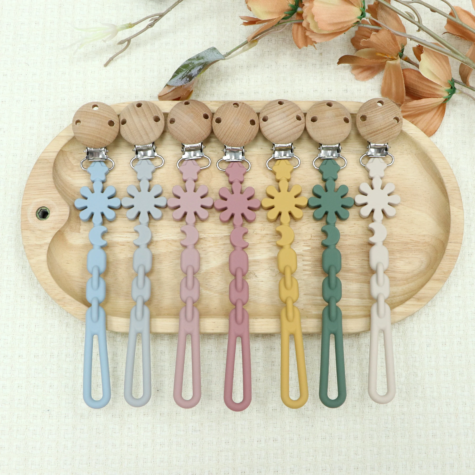 1pc Silicone Daisy Pacifier Clip Chain, Can Be Hung On Stroller To Prevent Baby Items From Losing, Baby Supplies