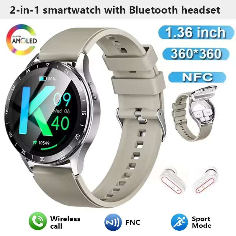 For HUAWEI 2025 X10 New 2 in 1 Smart Watch With Earbuds Smartwatch TWS Bluetooth Earphone Heart Rate Health Monitor Sports Clock