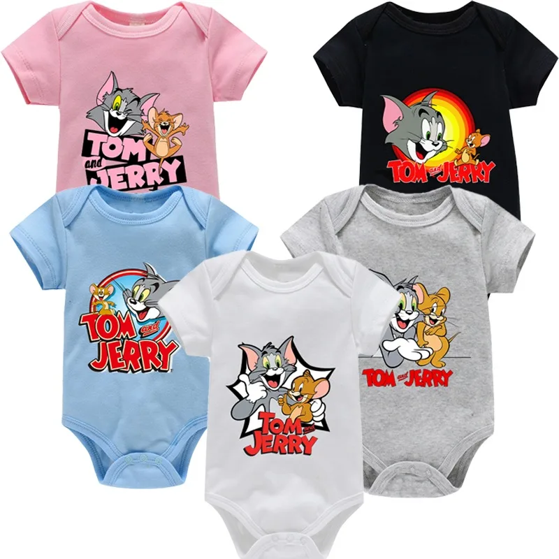 

Tom and Jerry Romper Cartoon Anime Pattern Printed Comfortable Bodysuits Crawl Clothing Unisex Summer Clothes Party Gifts New