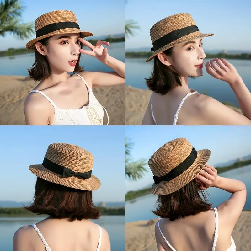 Beach St Hat Women's Sle Suitable for Children And Adults Flat Top Hats for Sea Photoaphy Small Head Size Casual Sle