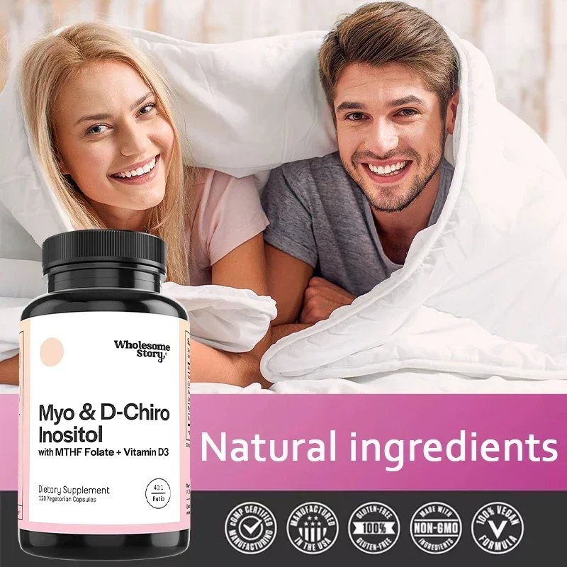 Inositol & D-Chiro Inositol Blend - Promotes Female Secretion, Homocysteine & Ovarian Health, Vitamin B8 Folic Acid Vitamin D