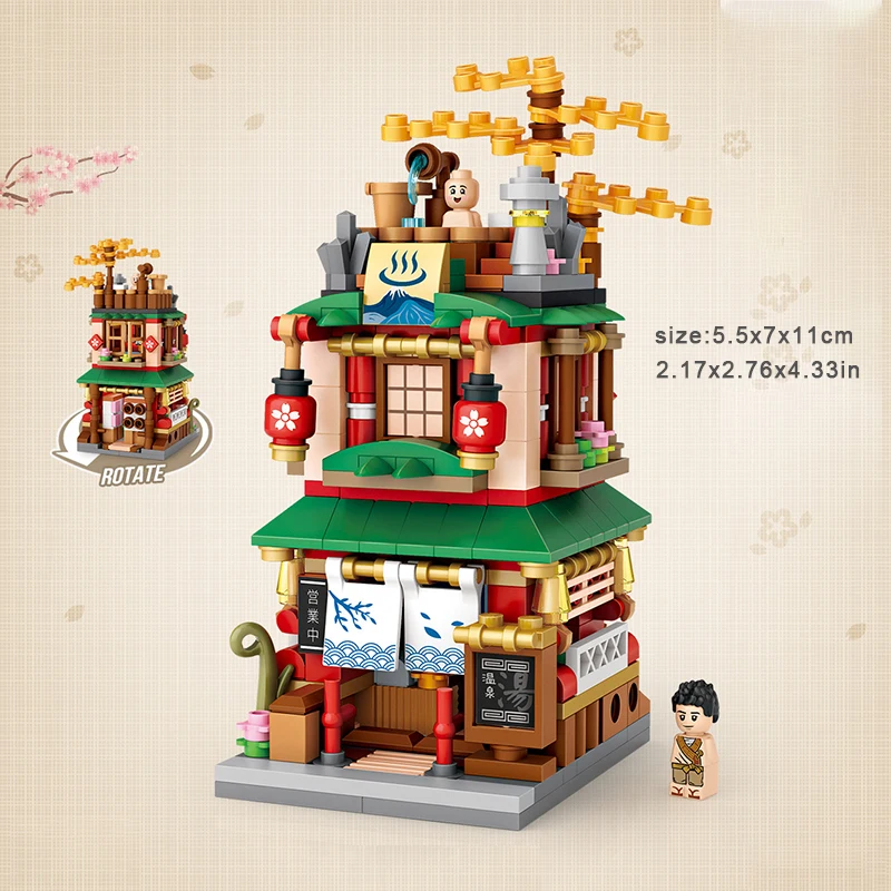 LOZ Building Blocks City View  Noodle Shop Japanese Kimono Retail Store Model Assembly Toy Christmas Gift