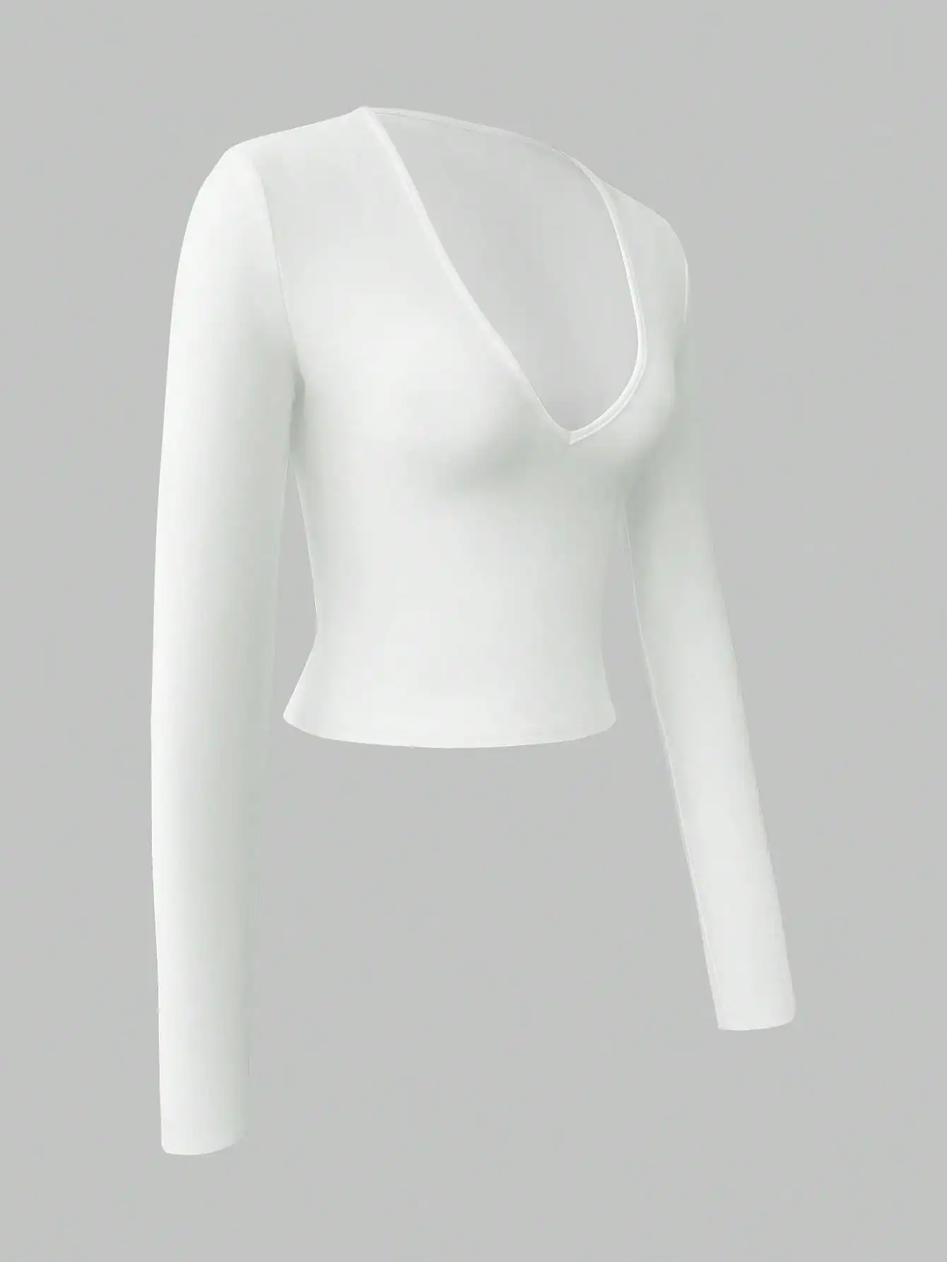 Fall Winter Clothes Sexy Deep V Neck Long Sleeve White Crop Tops Cool Fabric Basic T Shirt Summer Outfits For Women