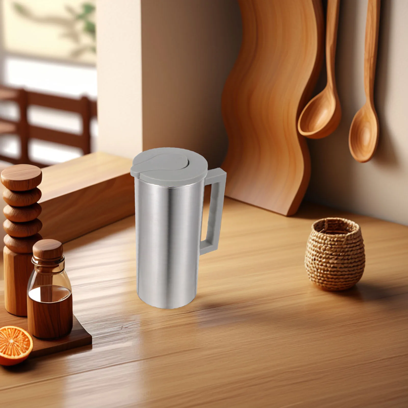 

Stainless Steel Water Pitcher Large Capacity Cold Beverage Jug Coffee Tea Juice Container with Handle for Home Office