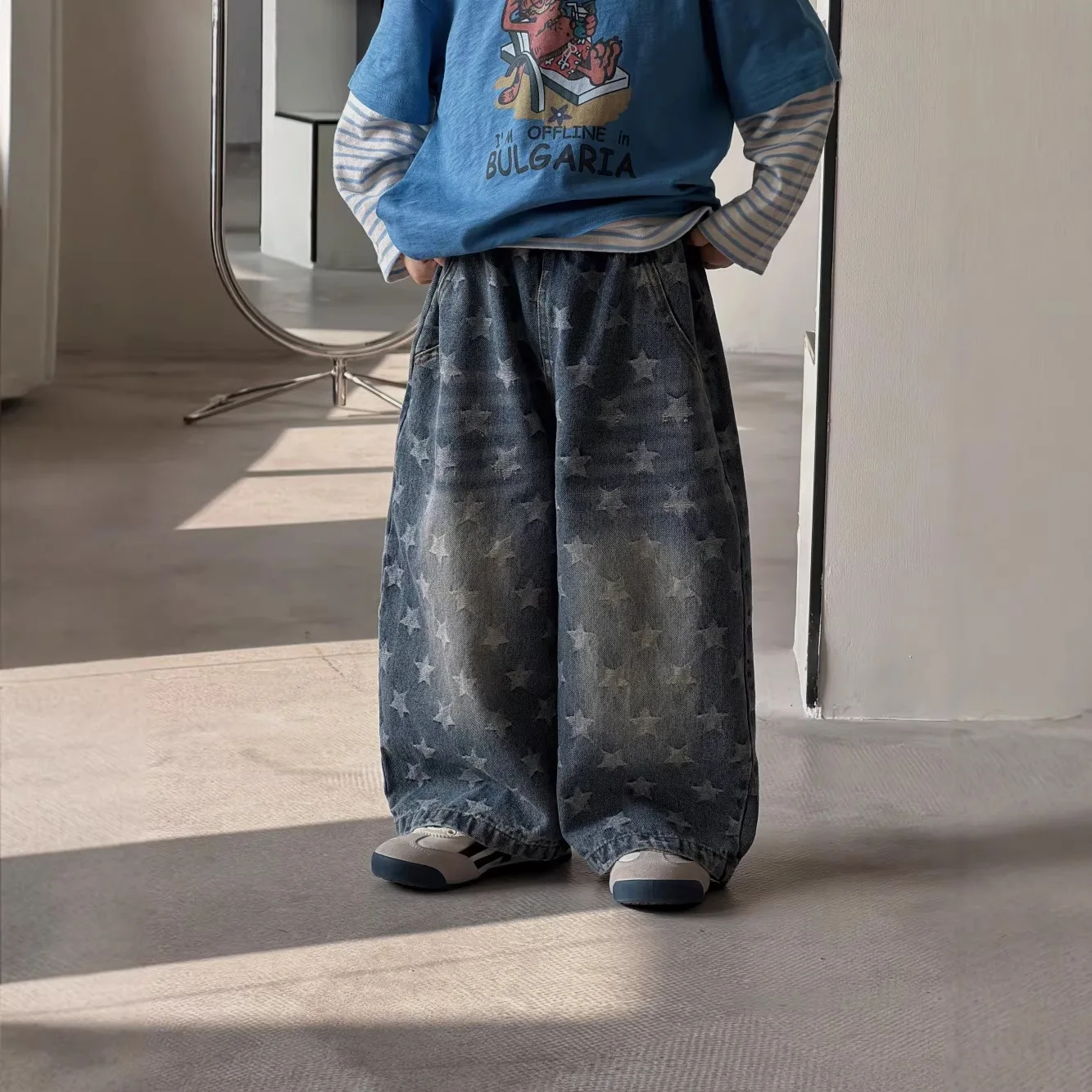 Children Clothing Personalized Casual Straight Leg Jeans 2026 Spring New Boys Fashionable Versatile Loose Comfortable Jeans
