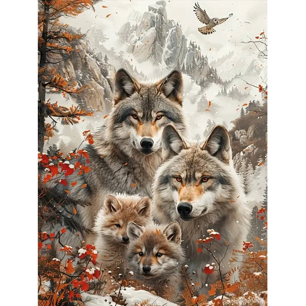 Wolf Diamantmalerei Tier DIY Vollquadrat Rund Berg Diamantmosaik Hund Neuerscheinung Sets Heimdekoration