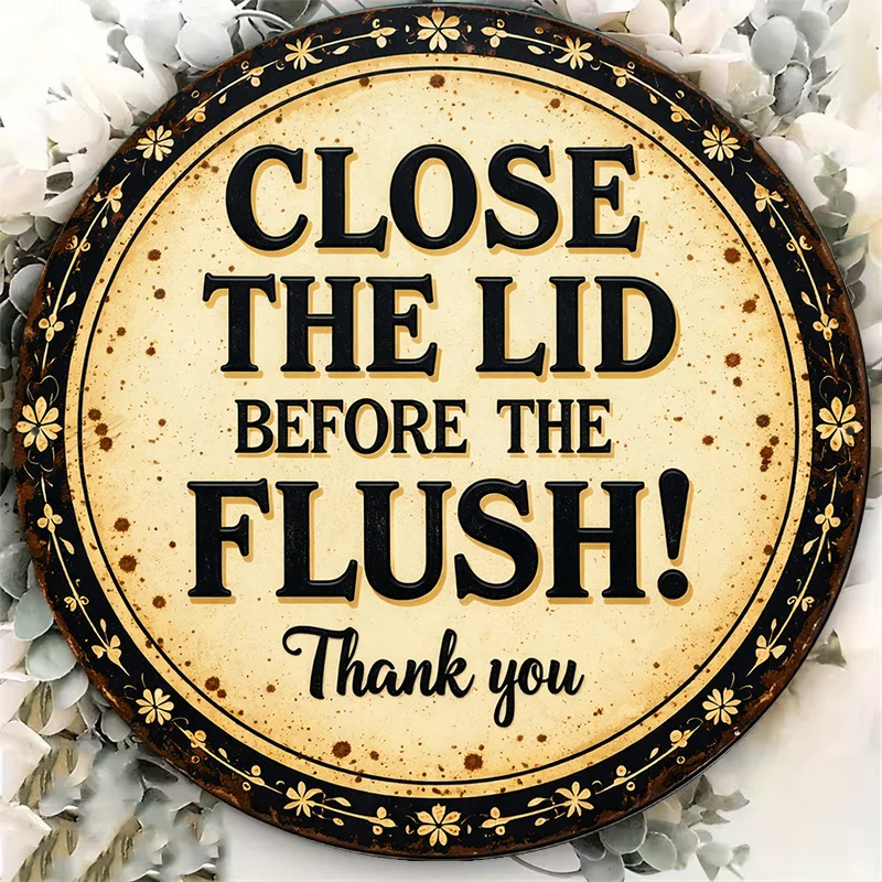 2D Flat - 1pc 8*8In/20X20Cm 2D Flat Round Sign, Retro Plaque about 