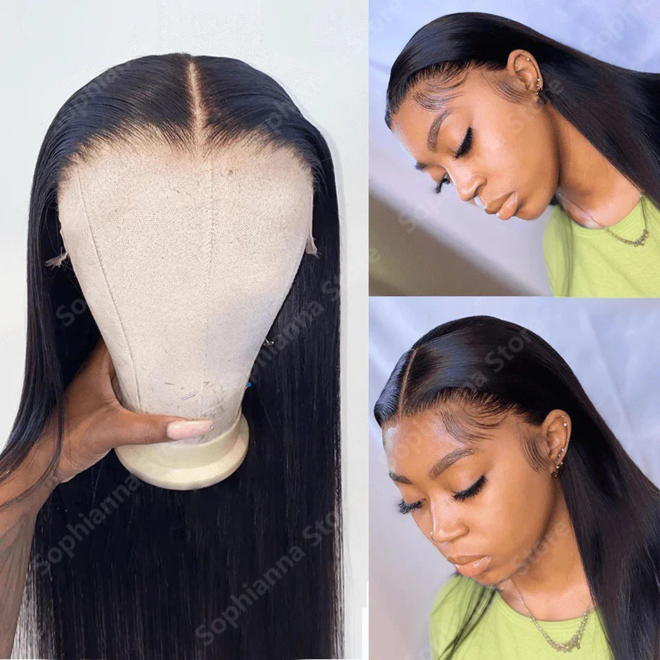 Pelucas de cabello humano liso de 200 de densidad 13x4 13x6 HD peluca Frontal de encaje 30 40 pulgadas pelucas sin pegamento rectas de hueso brasileño 5x5 para mujeres