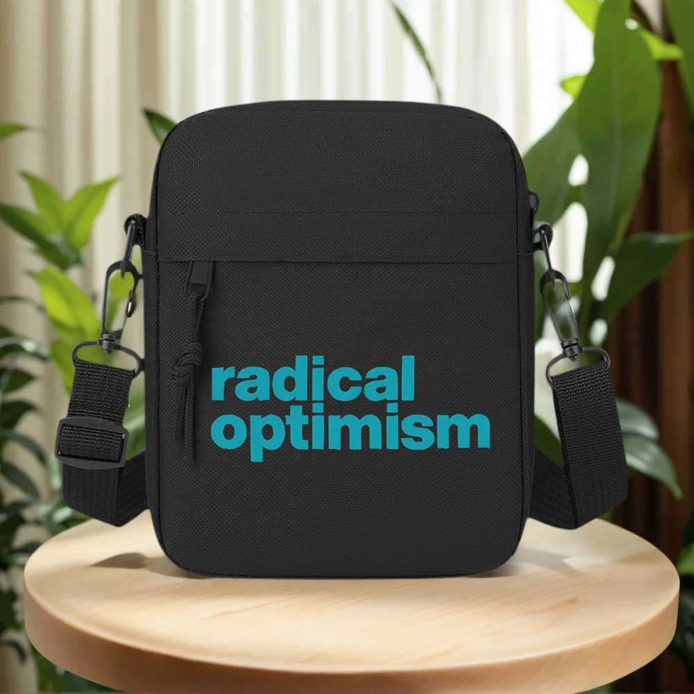 Radical optimism bold font Men Crossbody Bag Single Shoulder Women Cartoon Anime Film Printing Design Unisex