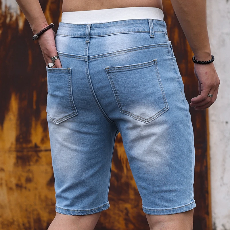 2026 Mens Stretch Denim Shorts Summer Casual Slim Fit Jeans Shorts Lightweight Comfortable Streetwear Y2K Fashion Vacation
