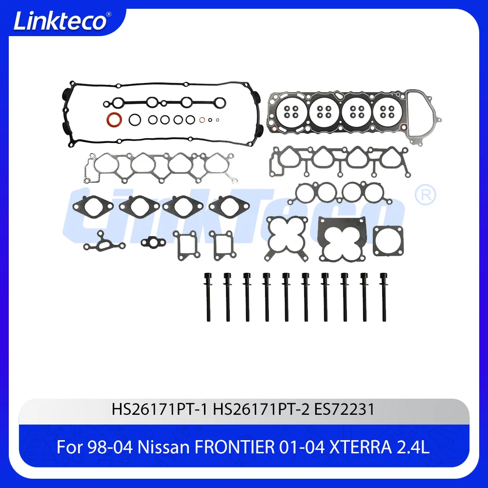 Engine Cylinder Head Gasket Set Bolts Fit 2.4 L L4 KA24DE KA24E DOHC For 98-04 Nissan FRONTIER XTERRA NAVARA 2.4L HS26171PT-2