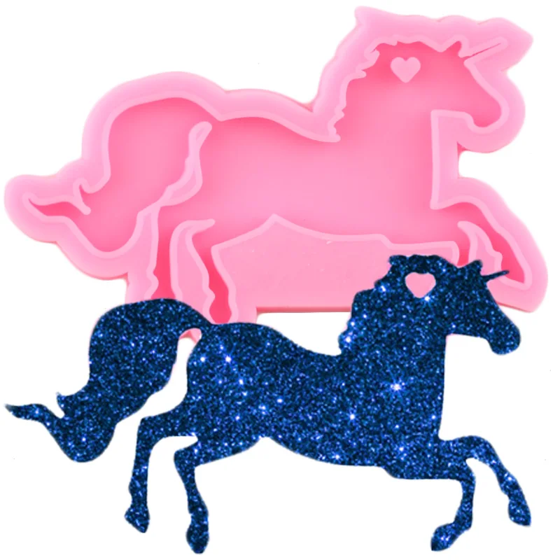 Shiny Glossy Pegasus Unicorn Silicone Mold Craft Custom Keychain Molds Fashion Jewelry Handmade Polymer Clay Mould