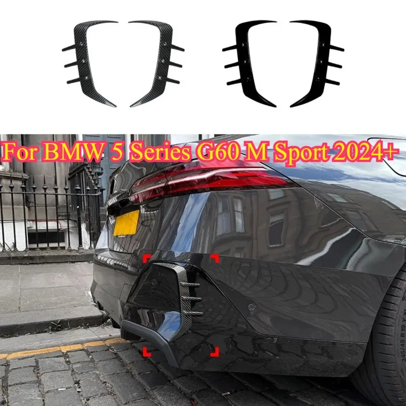 

NONGSHI 1 Pair Glossy Black/carbon Fiber Rear Bumper Spoiler Air Vent Cover Side Canard for BMW 5 Series G60 M Sport 2024 2025