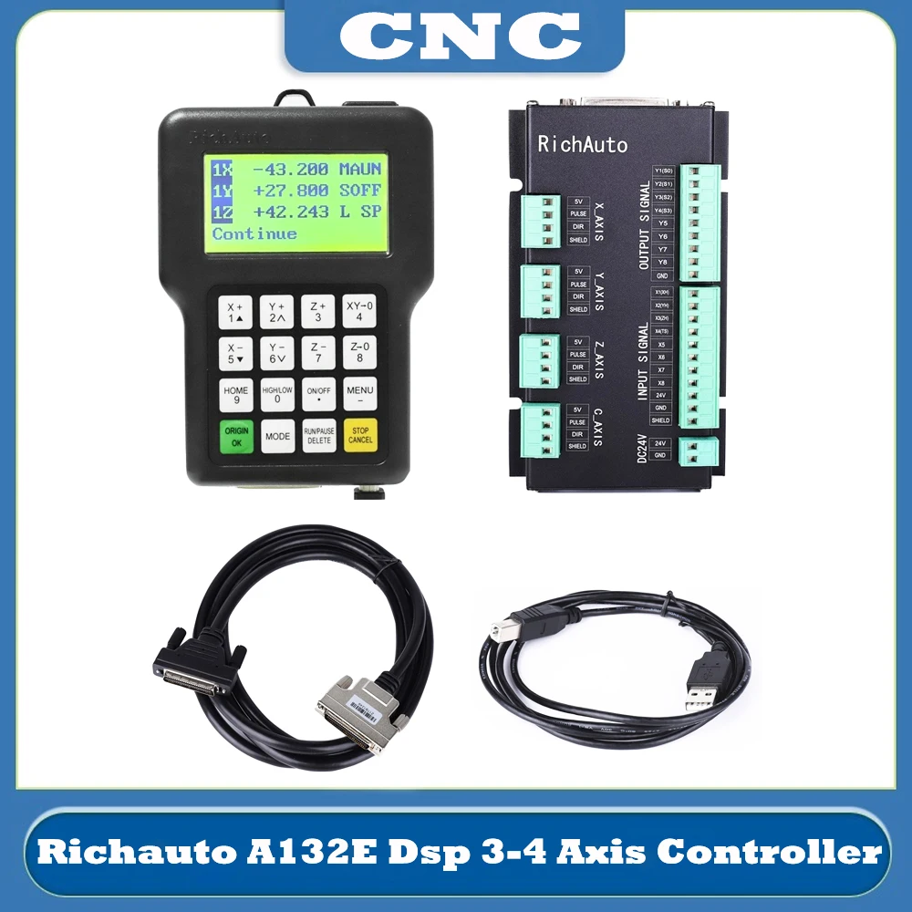 CNC Richauto A132E Dsp Handheld Motion Controller 3-4axis Turning And Engraving Integrated Cnc Lathe Control System