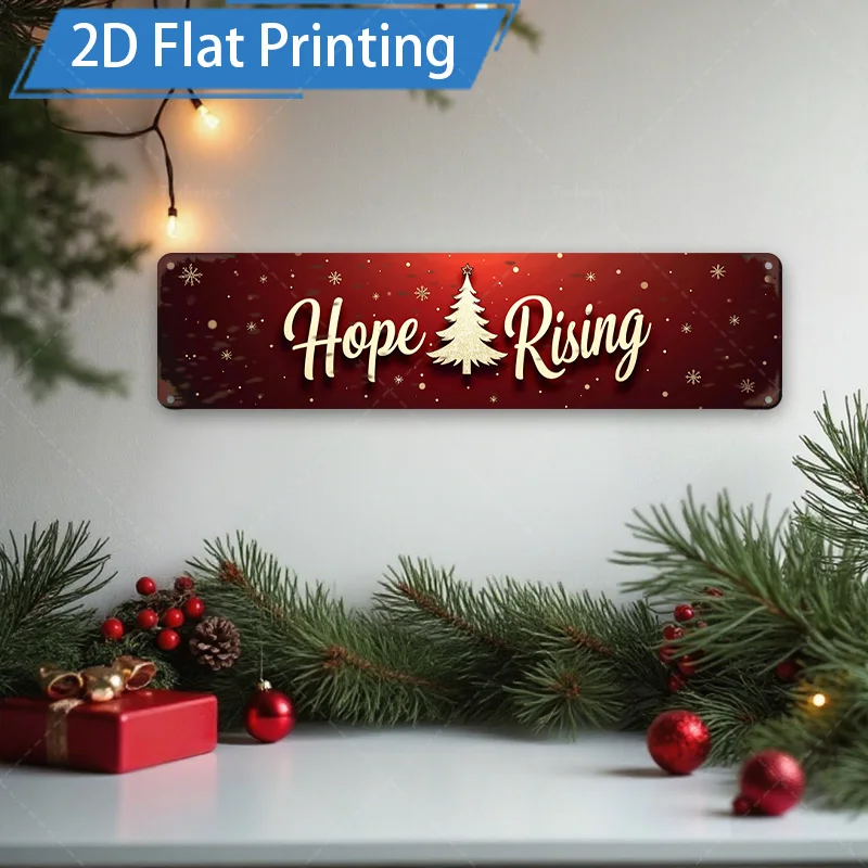 [2D FLAT] قطعة واحدة من اللافتات المعدنية، مقاس 4 × 16 بوصة، لافتة معدنية لعيد الميلاد المطلي لديكور الحائط