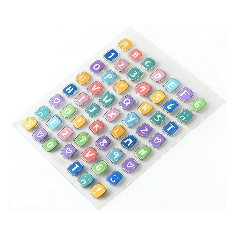 Bunte Tastaturaufkleber, 26 Buchstaben und Zahlen, Tastenkappenaufkleber, einfaches Tippen, M76A – Detail 1