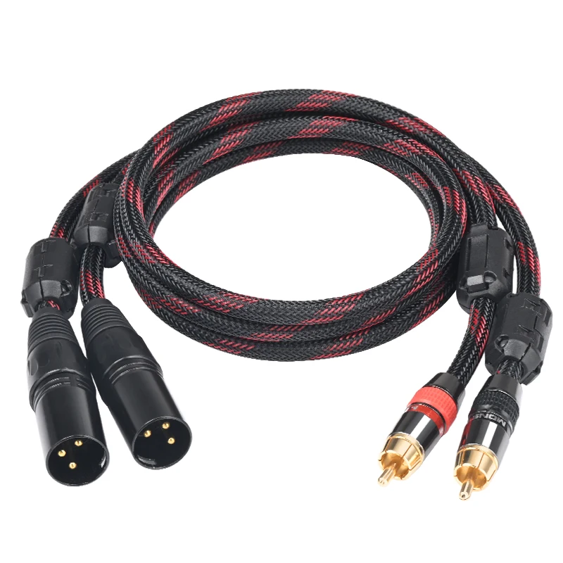 One pair HIFI Audio Cable 2 XLR to 2 RCA Adapter Amplifier Sound Box XLR RCA Hifi Microphnoe Speaker Cable