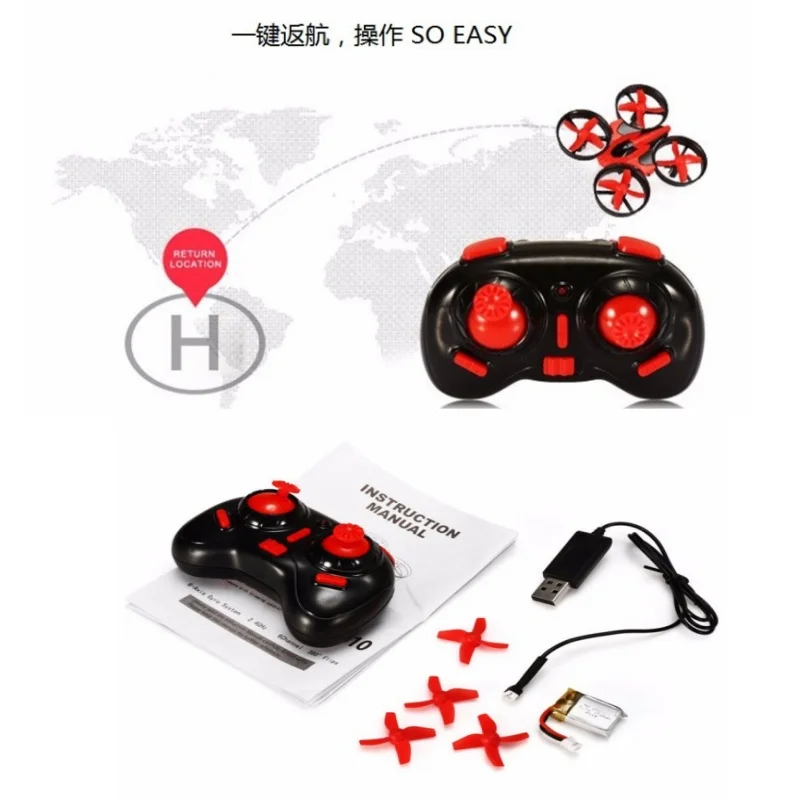 Mini 2.4G 6Axis Gyro Quad 3D Flip Headless 1Key Return LED AntiCrash Fit JJRC H36 Eachine E010 UFO Indoor Outdoor