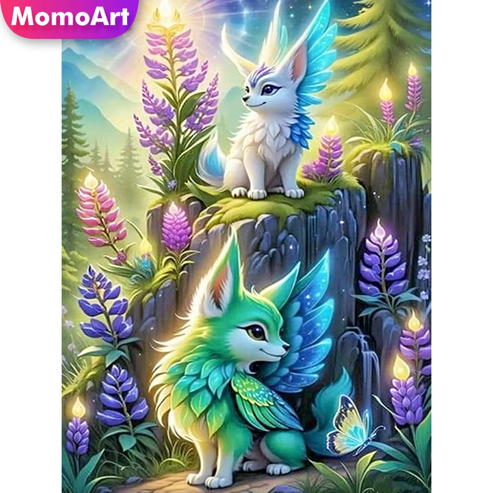 Momoart Neuerscheinung Diamant-Mosaik Hund Tier Diamantmalerei Cartoon DIY Vollquadrat Rund Stickerei Handarbeit Hobby