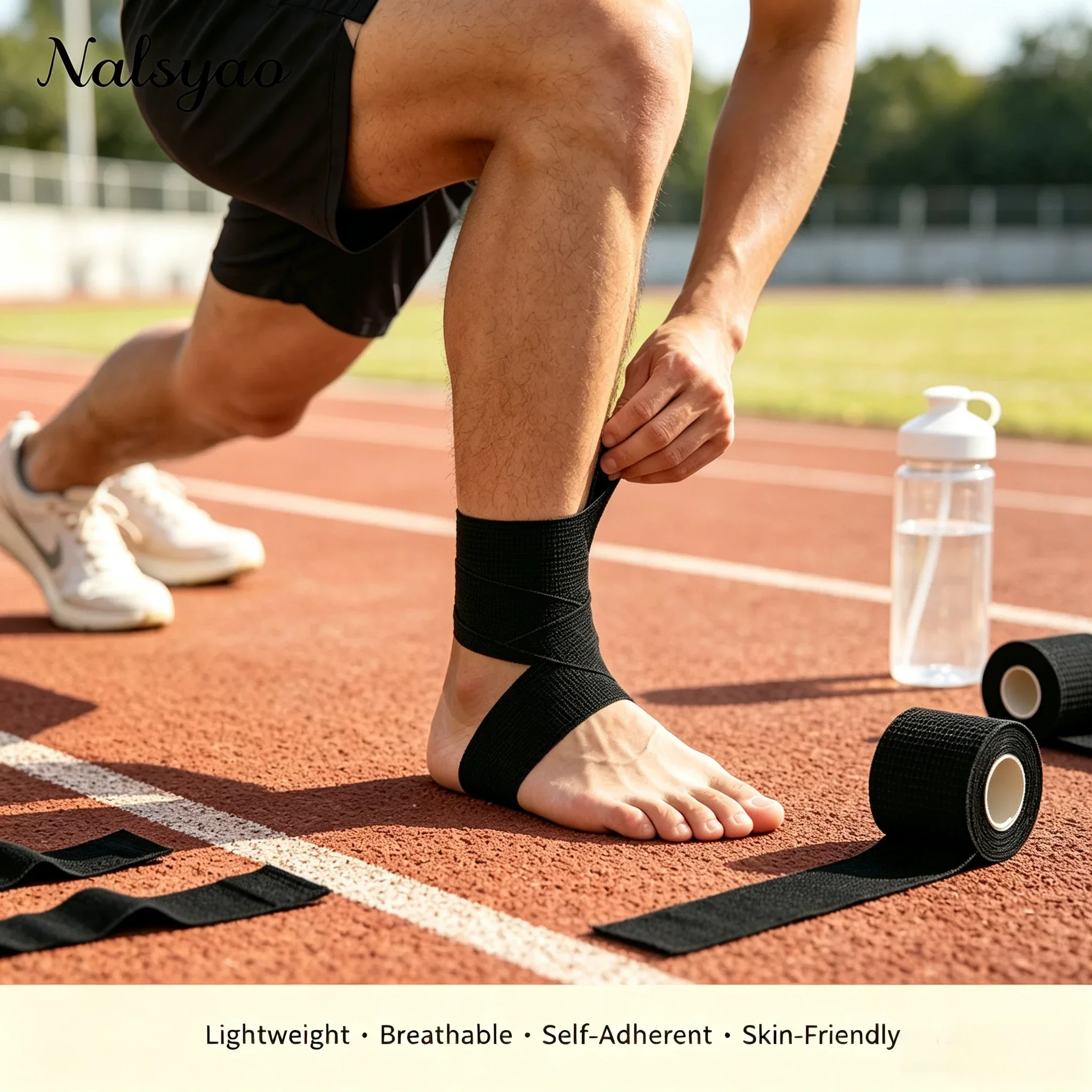 2.5cm Medical Adhesive Bandage Elastic Breathable Sports Self Adhesive Tape Black Wrap for Wrist Ankle First Aid Finger Tape