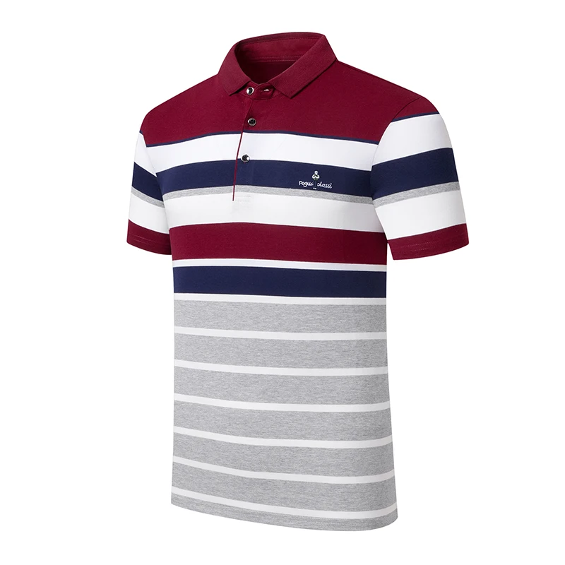 2023 New Summer Men Classic Striped Polo Mens Cotton Short-Sleeved Embroidered Business Casual Hot Polo Shirt Male Dropshipping