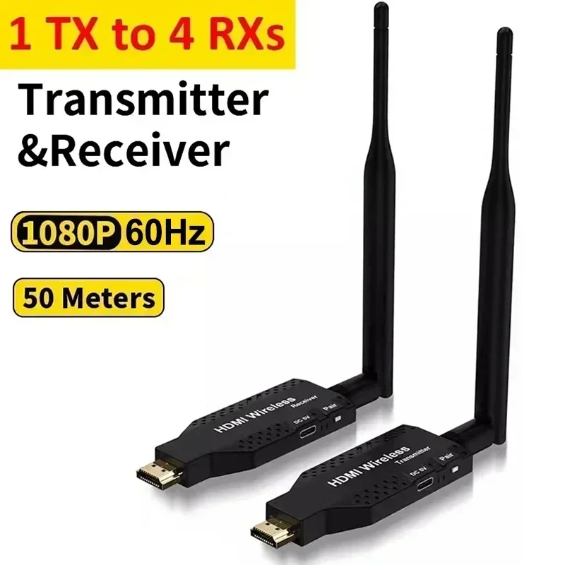 Extensor HDMI inalámbrico, receptor transmisor de vídeo de 1 a 2, 3, 4, 1x4, pantalla para TV Box, cámara, ordenador portátil, PC a TV, Monitor y