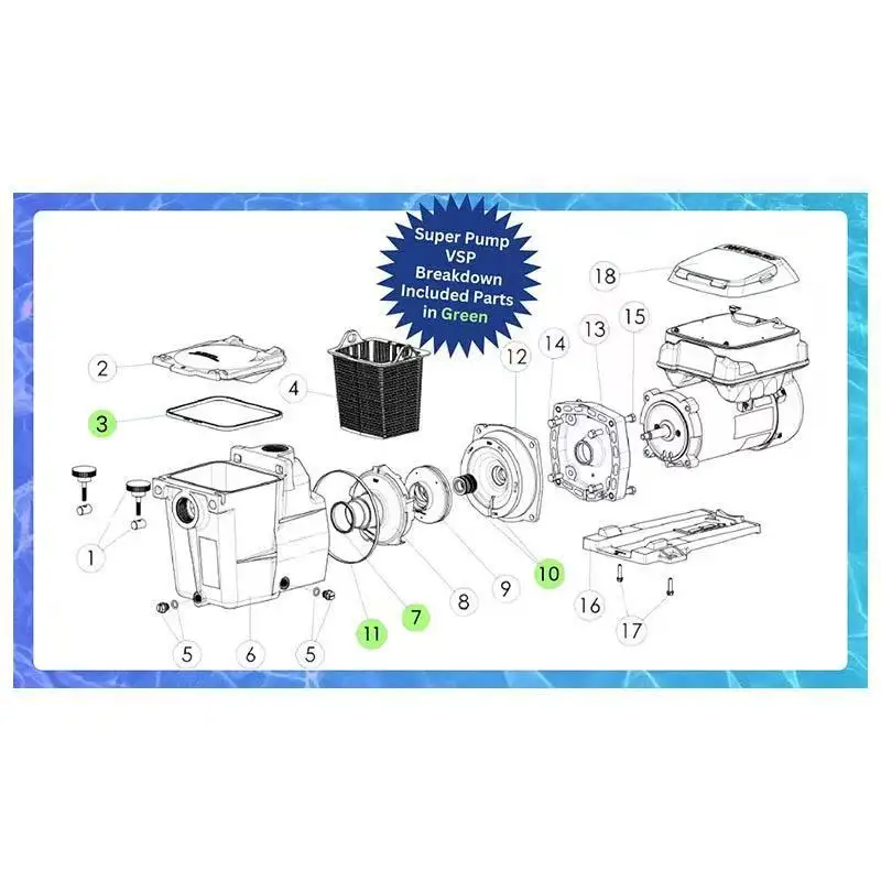 Swimming Pool Pump O Ring Seal Repair Kit For Hayward Super SP2600 Waterproof Pool Pump Seal Gasket Set