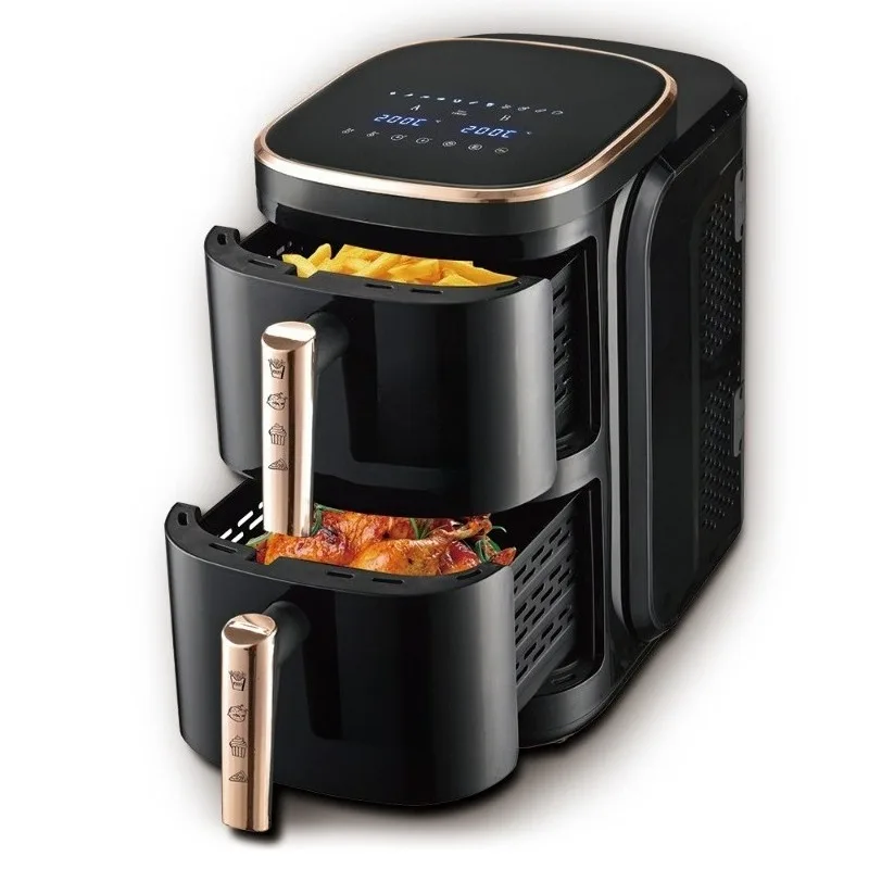 Smokeless Air Fryer Oven Double Layer Smart Digital Multifunctional Oil Free French Fries Maker Non-Stick Easy Clean Timer