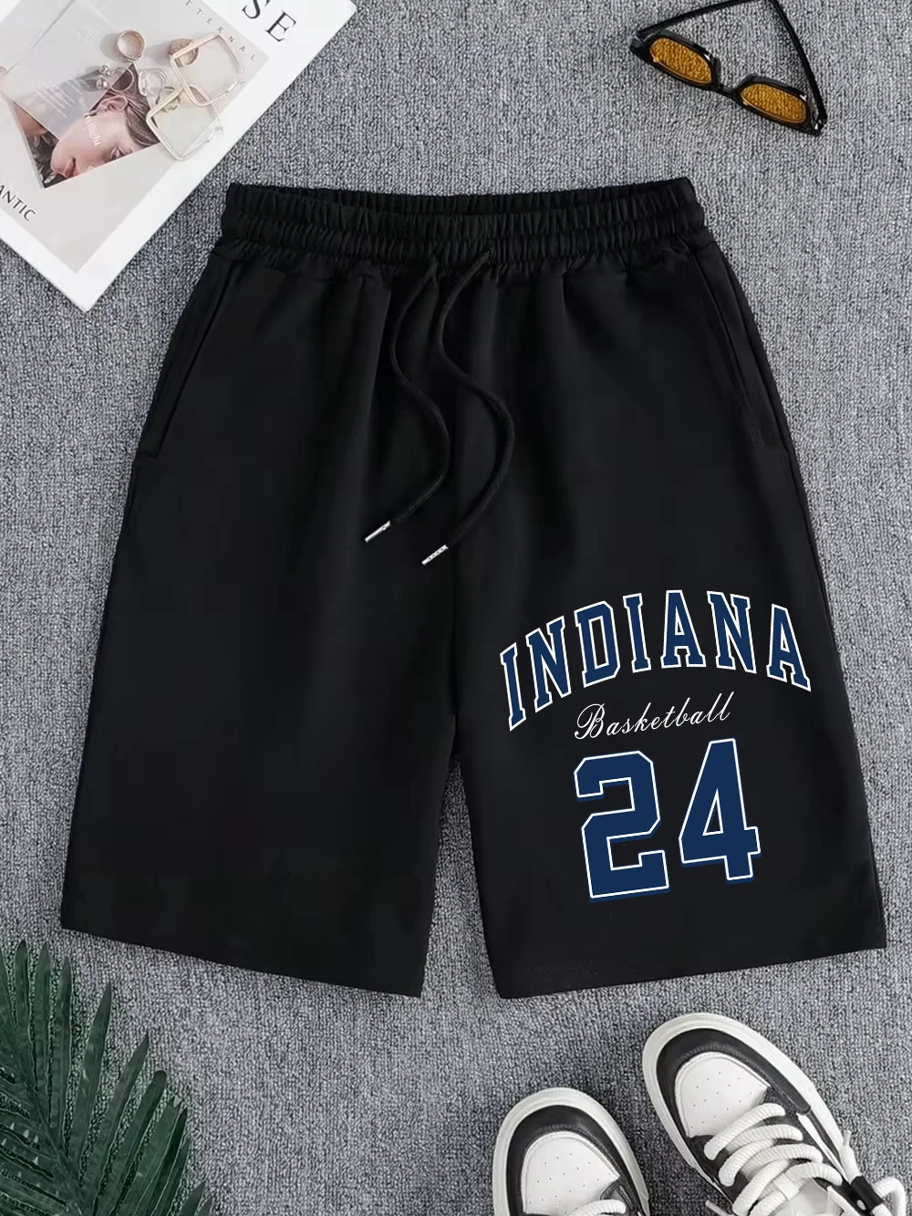 Indiana Basketball 24 Print Pants Mens Summer Oversize Wide Knee Length Shorts Jogging Pocket Shorts Basics High Waisted Clothes