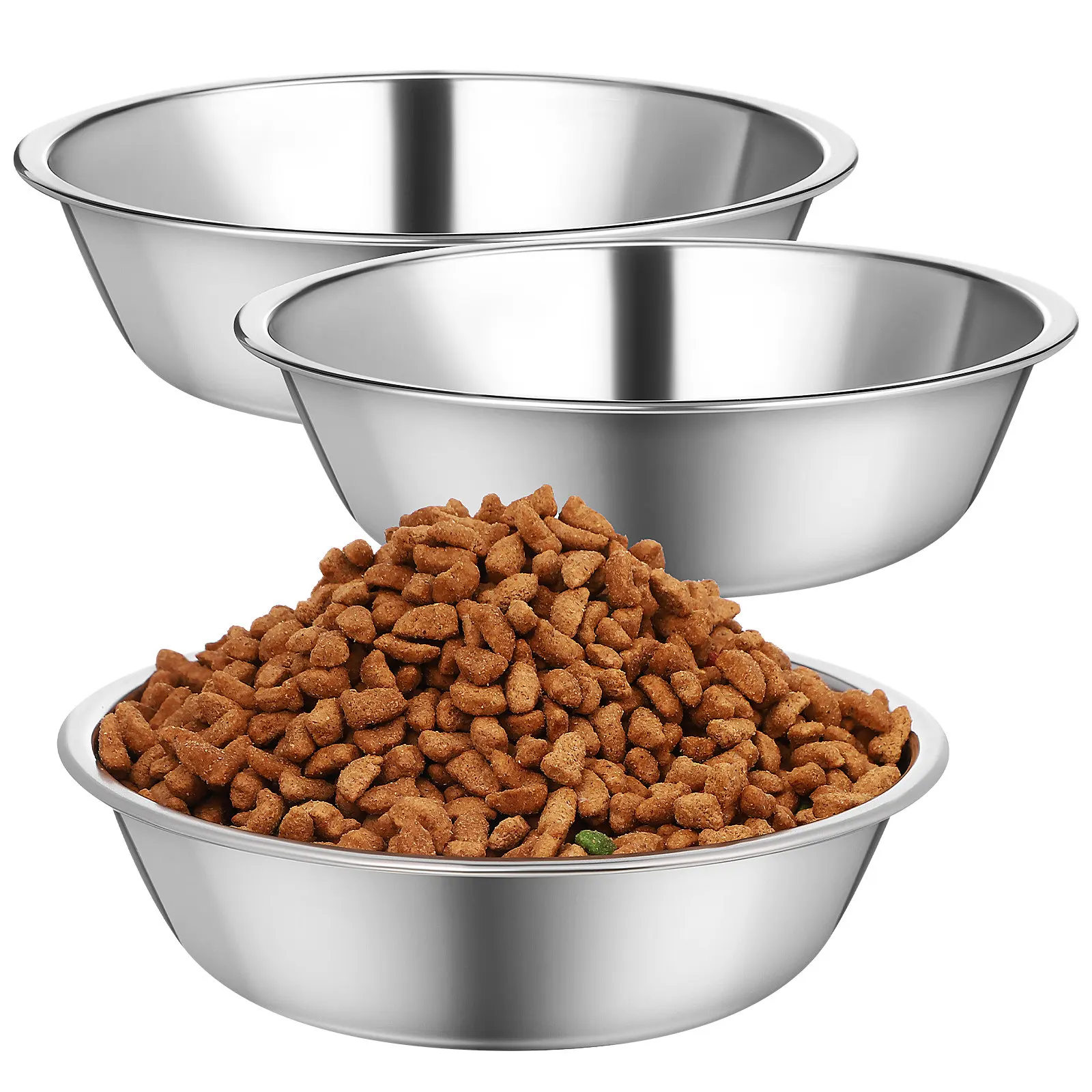 

3Pcs Stainless Steel Cat Bowls Spill Resistant Lightweight Pet Feeding Bowl for Cats Dogs Indoor Water Food Container