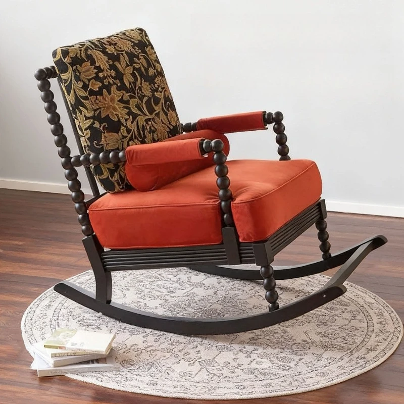 

Adult Rocking sofa chair high-end solid wood Design ergonomic art Armchair comfortable sillas para salón living room furniture