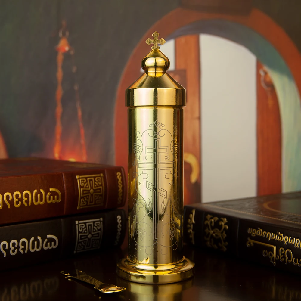 Neues 2026 Orthodoxes Heilige-Kommunion-Set, Goldener Metall-Kirchenritualbehälter, Kelch-Set, Religiöse Altar-Gebets- und Anbetungsausrüstung – Detail 7