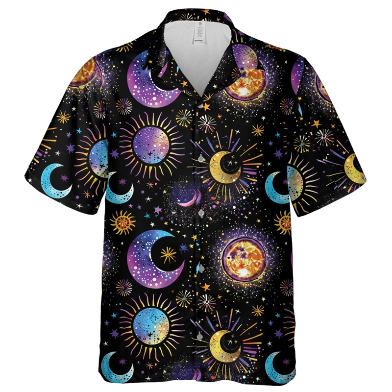 Kawaii Astronaut 3D Printed Shirts For Men Clothes Hawaii Female Beach Shirt Funny Cosmonaut Short Sleeve Boy Blouses Lapel Tops